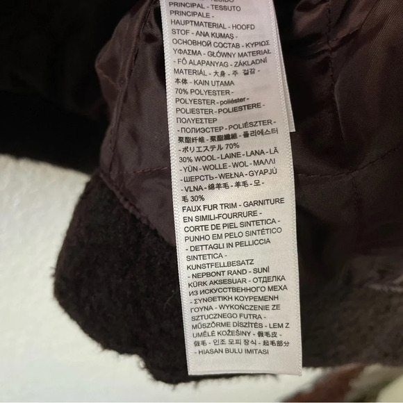 NWT Levis Cropped Wool Blend Trucker Jacket Chocolate Brown and Cream Size Large - Picture 6 of 15